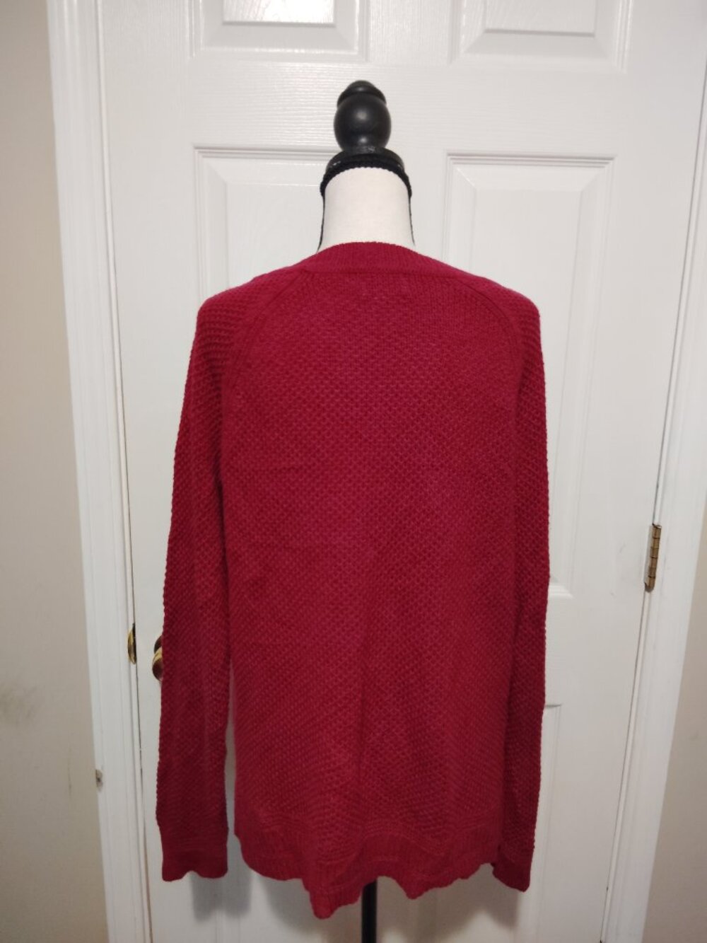 Old Navy Women's Burgundy Textured Knit Crewneck Long Sleeve Sweater Size Xl - Picture 4 of 6